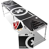 Beercup Bierpong Tische, Beer Pong Set für Partyspiele, Beerpong Tisch Klappbar & Höhenverstellbar, Beer Pong Tisch mit Bierpong Red Cups-Becherhalter, Bierpong Tisch Wasserfest, Bierpongtisch