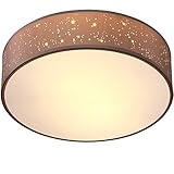 MONZANA® Deckenlampe Sternenhimmel Wohnzimmer Schlafzimmer E27 Taupe Rund 38cm Stoffschirm 2-Flammig 40W Küche Lampe Deckenleuchte Stoffdeckenlampe