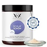 XbyX Schlaf Schön ohne Melatonin 120 g | 40 Portionen | Gut einschlafen und erholt aufwachen | Bioaktive Pflanzenextrakte zur Schlafförderung in Pulverform | Plus Magnesium und B6 | Aus Deutschland