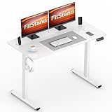 FitStand FQ1 120x60cm höhenverstellbarer Schreibtisch Electric Lift Desk mit Tischplatte, Stehpult, Lift Computertisch mit Haken, Kindersicherung, Memory-Funktion für Büro und Zuhause - Weiß