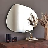Gozos Moderner Denia Asymmetrisch Spiegel - Wandspiegel mit 2,2 cm hölzerner Unterseite und inklusive Montagematerial - Maße 75 x 55 - Asymmetrischer Spiegel ideal als Dekorationsobjekt