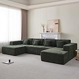 VASOENY 350 X 180 cm U-Form Ecksofa, Chenille Stoff übergroßes Eckcouch, 6 Sitz U-förmige Modernes Sofa Couch mit 4 Kissen für Wohnzimmer, Schlafzimmer, Büro, Keine Montage Erforderlics