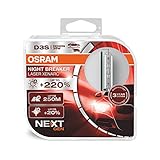 OSRAM XENARC NIGHT BREAKER LASER D3S Next Generation, +220 % mehr Helligkeit, HID Xenon-Scheinwerferlampe, 66340XNN-HCB, Duo Box (2 Lampen)