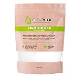 GreatVita MSM Pulver, 99,9 Procent rein, (1x 1000g) Methylsulfonylmethan, organischer Schwefel ohne Zusätze