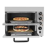 Pizzaofen, 3000W Elektrisch Pizza-Backofen aus Edelstahl (50-350℃) - Timer bis 60min, Doppel Pizza Ofen für Pizza und Brot - 569×475×439mm