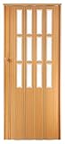 Falttür Schiebetür buche mit Schloß - Schlüssel und Fenster Höhe 203 cm Einbaubreite bis 100 cm Doppelwandprofil Neu