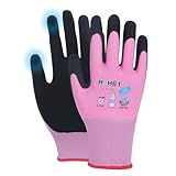 HPHST 3 Paar Latex Beschichtete Frauen Gartenhandschuhe, mit optimaler Griffigkeit & feinem Tastgefühl umweltfreundliche Schutzhandschuhe für Haus- Gartenarbeit (Rosa, M (Gr 8, 3 Paar))