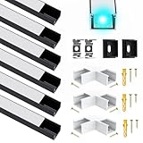 LED Kanal Aluminum Profil Schwarze für Bis zu 16mm LED-Streifenlicht, U Form Led Leiste Aluprofil LED Diffusor mit Milchiger Weißer Abdeckung, Geeignet für Philips Hue LED Streifen/Strip/LED Band Plus