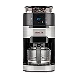 Gastroback 42711 Kaffeemaschine Grind & Brew Pro, Filterkaffeemaschine mit integriertem Mahlwerk, Kegelmahlwerk mit 8 Mahlstufen, Soft-Touch LCD-Display, Glasskanne, 12 cups, Schwarz/Edelstahl