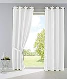 2er Set Vorhänge Blickdicht Gardinen Matt Lichtdurchlässig »PALERMO« mit Ösen und Raffhalter Dekoschal HxB 245x140 cm Weiß, 10000265-2