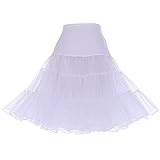 DRESSTELLS 1950 Petticoat Reifrock Unterrock Petticoat Underskirt Crinoline für Rockabilly Kleid White S
