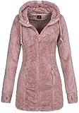 Sublevel Damen Teddyfleece-Jacke Mantel LSL-357 mit Kapuze Light Greyish Rose M