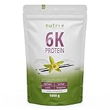 Nutri + Protein Pulver Vanille 1 kg - 80% Eiweiß - Proteinpulver - Proteinshake ohne Laktose + Zucker - 1000 g Eiweißpulver Vanilla Powder