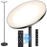 OUTON Stehlampe LED Dimmbar 30W 3000Lumen, Moderne Deckenfluter Stehleuchte Stufenlos mit 4 Farbtemperaturen, Fernbedienung & Touch-Steuerung, 1H Timer für Wohnzimmer Schlafzimmer Büro, Schwarz