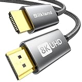 Silkland 8K HDMI 2.1 Kabel, HDMI Kabel eARC für Soundbar 48Gbps, PS5 HDMI Kabel 4K@120Hz, 2K@240Hz/144Hz, 8K@60Hz, Dynamic HDR10, Dolby Atmos, HDCP 2.2/2.3 für Fire TV, HDTV, Laptop, 2m