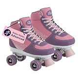 HUDORA Roller Skates Advanced in Pink blush - hochwertige Rollschuhe aus Kunstleder - bequeme Mädchen Rollschuhe über 4 Größen verstellbar - stilvolle Rollschuhe für Mädchen in 31-34 & 35-39