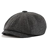 JAOAJ Herren Schiebermmütze Newsboy Baskenmütze,Herringbone Flatcap Mütze,Barett Cap Warme Herren Gatsby Kappen Bakerboy Schirmmütze