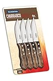 Tramontina JUMBO Steakmesser-Set, rostfreiem Edelstahl, spülmaschinenfest, Griffe aus Echtholz, FSC, (4-teilig, Braun), 25.5