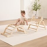 Giant bean Faltbares Klettergerüst Indoor mit Riesenbohne und Kletterbogenrampe, 3-in-1-Kletterspielzeug für Kinder aus Holz im Innenbereich,Spielplatz-Klettergerüst für Kinder im Alter Von 1-3 Jahren