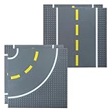 Strictly Briks - Bauplatten Straße - Geraden & Kurven - 100% kompatibel mit allen führenden Marken - 10 x 10 (25,4 x 25,4 cm) - 4 Stück (2 gerade und 2 mit Kurven)
