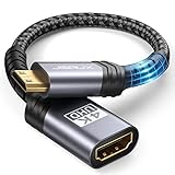 JSAUX Mini HDMI auf HDMI Adapter, Mini HDMI Stecker auf HDMI Buchse Adapter Kabel mit 4K 60Hz HDR 3D 18Gbps, kompatibel mit DSLR, Camcorder, Laptop, Tablet, HDTV, Projektor-Grau