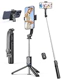 Selfie Stick mit Abnehmbarer Handyhalterung,106 cm Ausziehbares Handy Stativ mit Fernbedienung, 360° Drehbarer StativStänder für iPhone, Samsung und Android-Smartphones (Schwarz)