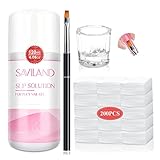 Saviland Poly Gel Slip Solution Nail Kit: 120ML Remove Sticky Layer Slip Solution für Poly Gel Set mit Nagel Pinsel Dappen Dish 200PCS Nail Pads Gel Base Liquid Gelnägel Starterset Nägel Selber Machen