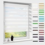 Doppelrollo klemmfix ohne Bohren, Duo Rollos für Fenster & Tür mit Bohren, Version 2024 weiß B45 x H150cm (Stoffbreite 41cm), Sonnenschutz Klemmrollo Fensterrollo Zebrarollo Seitenzugrollo