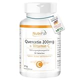 Quercetin 200mg + Vitamin C - mit 495mg Vitamin C & 400mg Quercetin pro Tagesdosis - 90 Tabletten - Hochdosiert - 100% Vegan – Deutsche Produktion & Laborprüfung - NutriFair | Premium & Fair