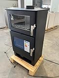 EEK A+ - Kaminofen mit Backfach Inox Verso F Holzofen 9 kW Kamin Ofen Holz Mehrfachbelegung Heizofen