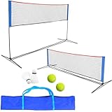 Kapler Badminton Netz für Pickleball, Volleyball, Tennis, höhenverstellbar für Erwachsene und Kinder, 300x90 bis 160 cm, inklusive Zwei Badmintonbällen und Tennisbällen, leicht zu tragen