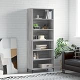 ShGaxin Highboard Grau Sonoma 69,5x32,5x180 cm Holzwerkstoff, Sideboard Wohnzimmer, Schlafzimmer Kommode, Bücherschrank, Wohnzimmerschrank, Hochschrank, Wohnschrank - 3189579