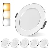 Led Einbaustrahler 230V 6er Set, 7W Ultra Flach Led Spots, Warmweiß Neutralweiß Kaltweiß Einstellbar Einbauleuchten, Einbauleuchten Deckenspots für Badezimmer Küche Wohnzimmer