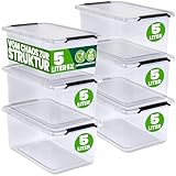 Deuba® 6x Aufbewahrungsbox mit Deckel 5L Box Kunststoff Kisten lebensmittelecht BPA frei klein Klickverschluss transparent stapelbar Küche Schlafzimmer
