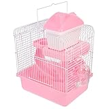 BUGUUYO Hamsterkäfig Hamster käfig Hamster cage nagerhaus kleintierhaus Hamsterburg Rattenzimmer Doppelschichtiger Rattenkäfig Spielzeug Chinchillakäfig Haustierzimmer Eisen Rosa