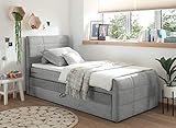 Stella Trading Kuba 2 Boxspringbett 120x200 mit Bettkasten, Schlamm - Bequemes Bett mit 7-Zonen-Federkern Matratze & Komfortschaum Topper - 123 x 113 x 220 cm (B/H/T)