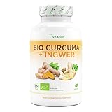 Bio Curcuma & Ingwer - 240 Kapseln - Hochdosiert mit 4440 mg pro Tagesportion - Mit Curcumin, Gingerol & Piperin - Vegan