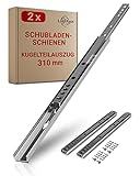 LouMaxx Kugelauszug 2er Set (1 Paar) Schubladenschienen 310 mm 17 mm Nut Schubladenauszug - Schienen für Schubladen - Schubladen Schienensystem - Teilauszug Schubladen leicht anzubringen