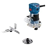 Bosch Professional Kantenfräse GLF 55-6 (550-W-Motor, Drehzahl 33.000 min⁻¹, inkl. 2x Einmaulschlüssel, 1x Spannzange, Parallelanschlag, Führungsrolle zum Bündigfräsen)