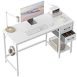 Cubiker Computertisch für das Home Office mit Schubladen, 120 cm Kleiner Schreibtisch zum Studieren und Schreiben, moderner einfacher PC-Tisch, Weiß