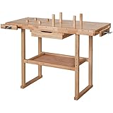 tectake® Holz Werkbank mit Schraubstock - Diverse Größen - (L)