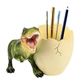 Bamodi | Stifthalter in Dinosaur form Mit Eierschalenbecher, Zahnbürstenhalter, Kompakt Und Leicht, Hält Den Schreibtisch Ordentlich Und Organisiert - Grün