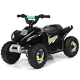 GOPLUS 6V Elektro Kindquad ATV mit Vor- und Rückwärtsschalter, Miniquad Kinderauto, Elektrofahrzeug aus PP + Stahl, Elektro Motorrad für Kinder ab 3 Jahre bis zu 30kg tragbar, 73x40x44,5cm (Schwarz)