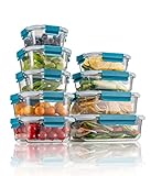 Glas-Frischhaltedosen Set Meal Prep Boxen für Lebensmittel,18 Teile (9 Behälter,9 Transparente Deckel) Spülmaschinen, Mikrowellen & Gefrierschrankfreundlich - Auslaufsicher, BPA-frei