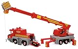 Simba 109252517 - Feuerwehrmann Sam Spielzeug-Kran (50 cm) - 2-in-1 Rettungs-Fahrzeug (Auto & Kran) für Kinder ab 3 Jahren, mit Seilwinde, Figur, Licht & Sound (inkl. Batterien)