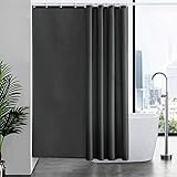 Furlinic 180x200 Duschvorhang aus Stoff, Badvorhang Anti-schimmel und Waschbar, Textile Vorhänge in Badezimmer für Badewanne und Dusche,Dunkelgraue Duschvorhänge mit 12 Duschvorhangringe.