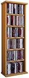 VCM CD Regal Holz Vostan | platzsparender CD Schrank für 102 CDs oder 36 DVDs | Maße: H. 92 x B. 31 x T. 18 cm | Elegantes DVD Regal stehend | Blu ray Regal fürs Wohnzimmer | CD Regal Buche