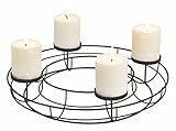 Adventskranz aus Metall in schwarz - Ø 38 cm - Kerzenhalter mit 4 Kerzentellern- Kerzenständer ohne Docht Advent Weihnachten Kranz Tisch Deko modern