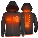 iHEAT Herren Beheizbare Jacke,Wasserdicht Winddicht warm Softshell Winterjacke mit QC3.0 14400MAH Akku,3 Einstellbar Temperatur Elektrischer Beheizte Jacken für Outdoor Wandern Jagd Motorrad Camping