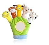 Xrten Baby Spielhandschuh,Plüsch Tiere Handpuppen Spielzeug Fingerpuppen Handschuh(Grün)